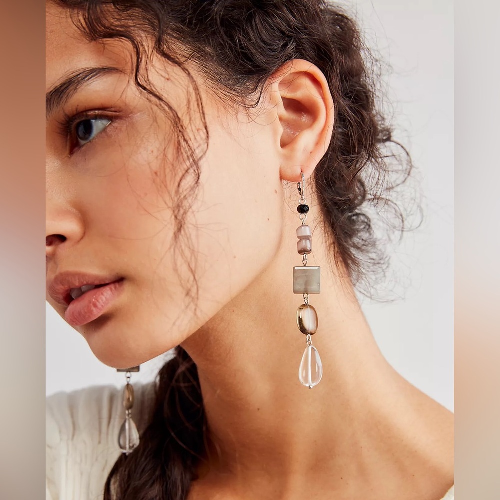 New Free People Aquamarine Dangle Drop Earrings - Picture 2 of 6